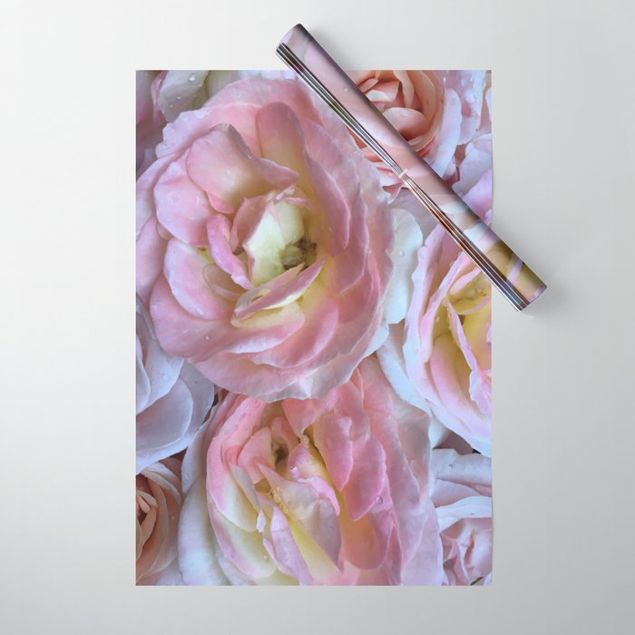 Pink Delicate Roses Wrapping Paper by For The Luv of Flowers